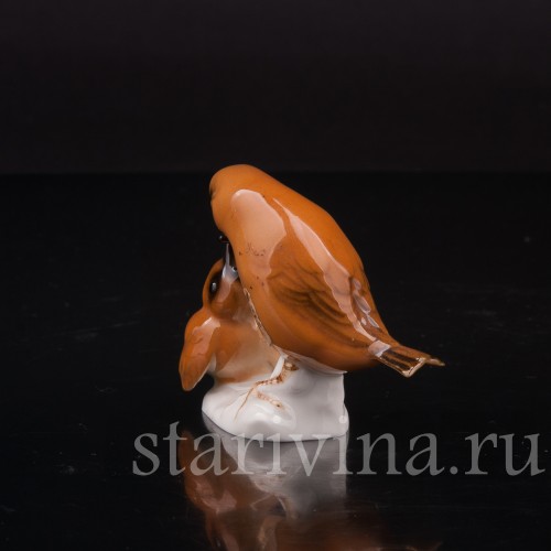Фигурка из фарфора Птица с птенцом, миниатюра, Hutschenreuther, Германия, 1970 гг.