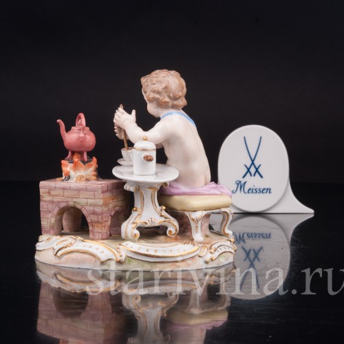 Фарфоровая статуэтка Аллегория огня, путти с чайником, Meissen, Германия, сер. 19 - нач. 20 вв.