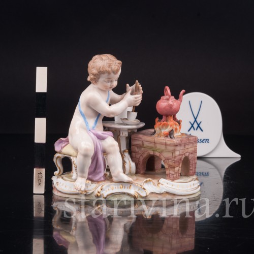 Фарфоровая статуэтка Аллегория огня, путти с чайником, Meissen, Германия, сер. 19 - нач. 20 вв.