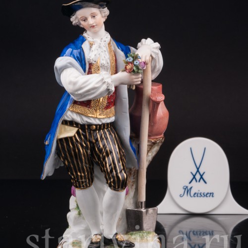 Фарфоровая статуэтка Садовник с лопатой и лейкой, Meissen, Германия, сер. 19 - нач. 20 вв.