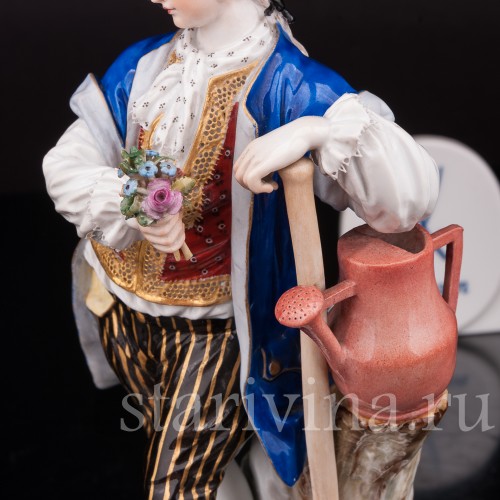 Фарфоровая статуэтка Садовник с лопатой и лейкой, Meissen, Германия, сер. 19 - нач. 20 вв.