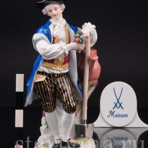Фарфоровая статуэтка Садовник с лопатой и лейкой, Meissen, Германия, сер. 19 - нач. 20 вв.