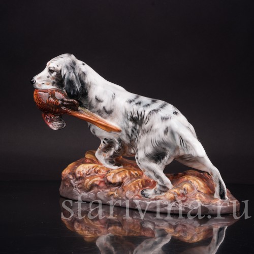 Фарфоровая фигурка собаки Сеттер с фазаном, Royal Doulton, Великобритания, вт. пол. 20 в.