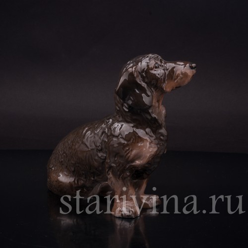 Статуэтка собаки из фарфора Сидящая длинношерстная такса, Rosenthal, Германия, 1936 год.