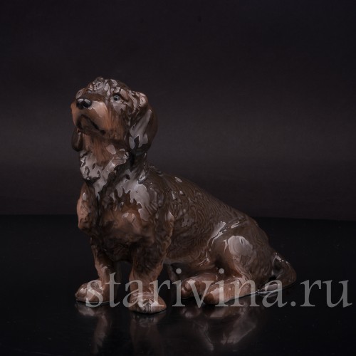 Статуэтка собаки из фарфора Сидящая длинношерстная такса, Rosenthal, Германия, 1936 год.