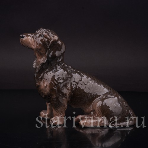 Статуэтка собаки из фарфора Сидящая длинношерстная такса, Rosenthal, Германия, 1936 год.