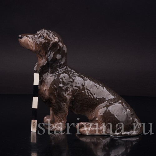 Статуэтка собаки из фарфора Сидящая длинношерстная такса, Rosenthal, Германия, 1936 год.