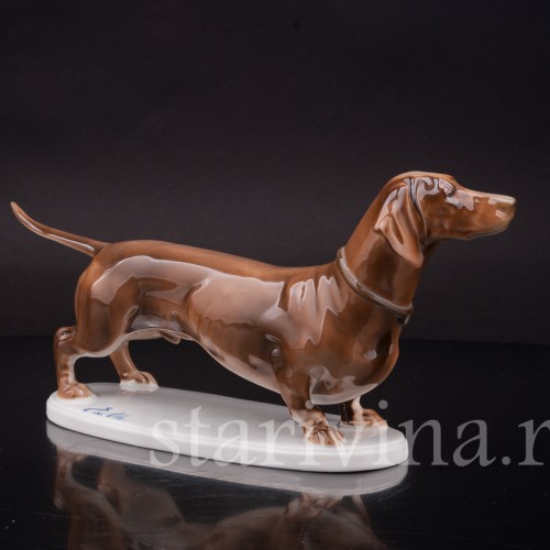 Фигурка собаки из фарфора Стоящая такса коричневой масти, Rosenthal, Германия, 1912-14 гг.