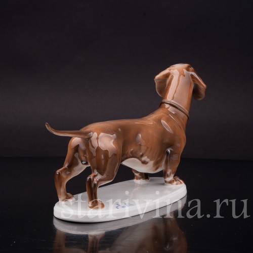 Фигурка собаки из фарфора Стоящая такса коричневой масти, Rosenthal, Германия, 1912-14 гг.