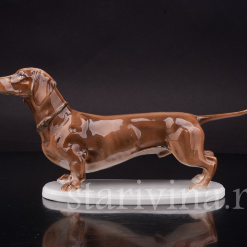 Фигурка собаки из фарфора Стоящая такса коричневой масти, Rosenthal, Германия, 1912-14 гг.