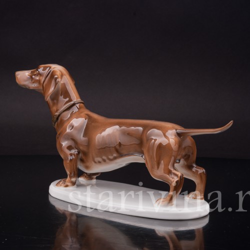 Фигурка собаки из фарфора Стоящая такса коричневой масти, Rosenthal, Германия, 1912-14 гг.