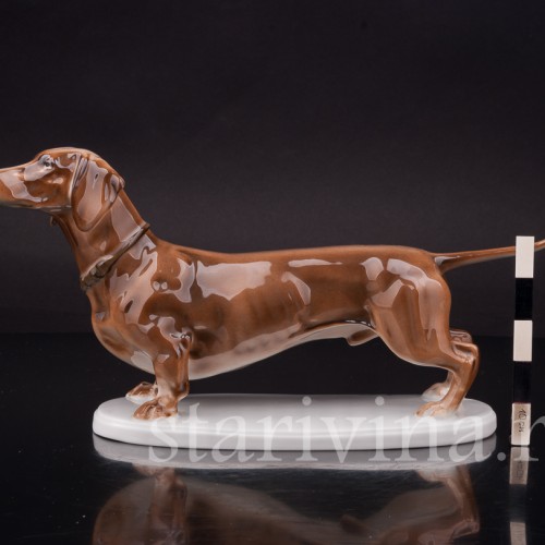 Фигурка собаки из фарфора Стоящая такса коричневой масти, Rosenthal, Германия, 1912-14 гг.