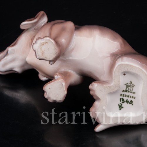 Статуэтка собаки из фарфора Щенок таксы, Dahl Jensen, Дания, 1920-80 гг.