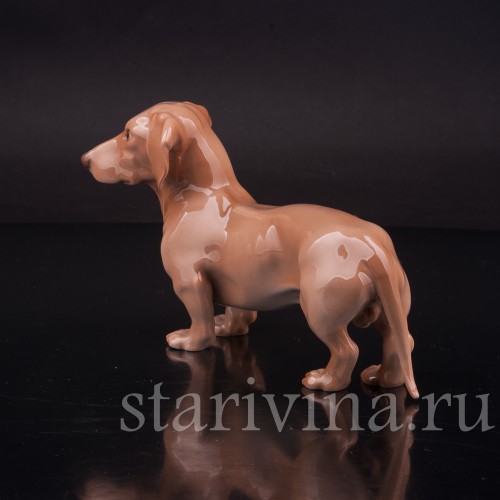 Фигурка собаки из фарфора Стоящая такса, Royal Copenhagen, Дания, 1962-70 гг.