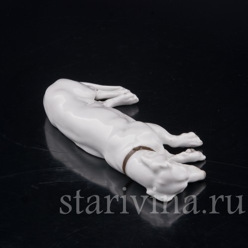 Статуэтка собаки из фарфора Спящая такса, Heubach, Германия, нач. 20 в.