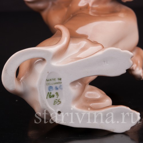 Фарфоровая фигурка собаки Такса-попрошайка, Bing & Grondahl, Дания, 1952-58 гг.