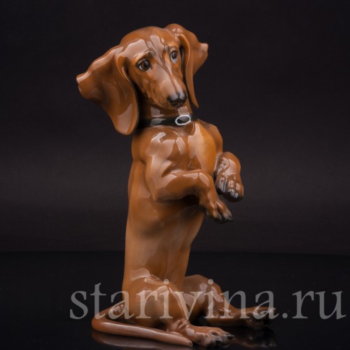 Фарфоровая фигурка собаки Сидящая такса, Rosenthal, Германия, 1970 гг.