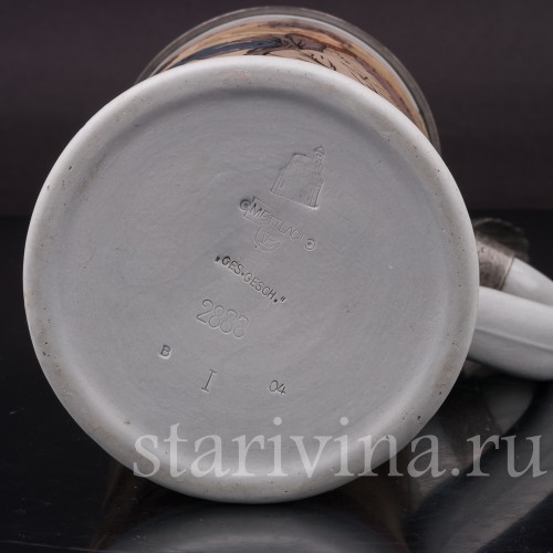 Старинная пивная кружка Три друга, 1 л, Villeroy & Boch, Германия, 1904 г.