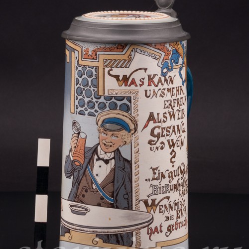 Старинная пивная кружка Студент и Ева, 1/2 л, Villeroy & Boch, Германия, 1908 г.