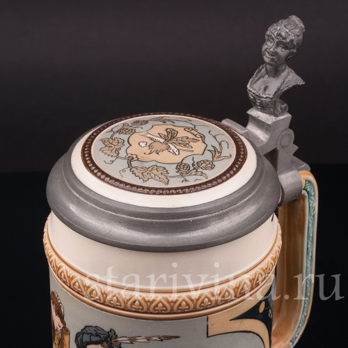 Старинная пивная кружка Игроки, 1/2 л, Villeroy & Boch, Германия, 1901 г.