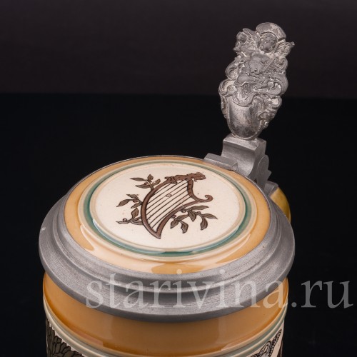 Старинная пивная кружка Композитор Рихард Вагнер, 1/2 л, Villeroy & Boch, Германия, 1902 г.