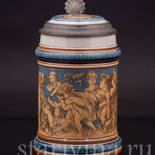 Старинная пивная кружка Процессия херувимов, 1/2 л, Villeroy & Boch, Германия, 1892 г.