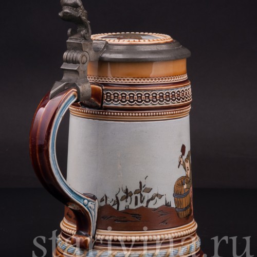 Старинная пивная кружка Гномы, 1/2 л, Villeroy & Boch, Германия, 1898 г.