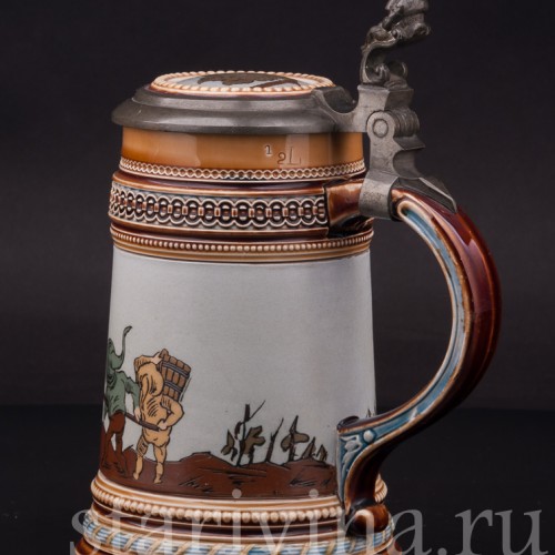 Старинная пивная кружка Гномы, 1/2 л, Villeroy & Boch, Германия, 1898 г.