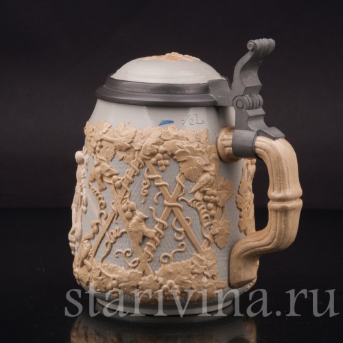 Старинная пивная кружка Виноградная лоза, 1/2 л, Villeroy & Boch, Германия, 1908 г.