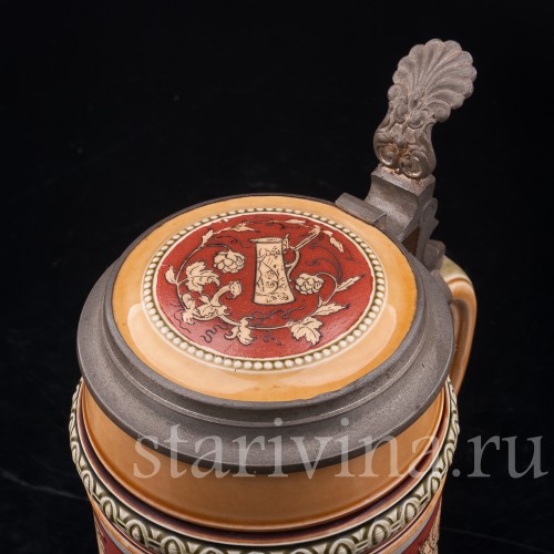 Старинная пивная кружка Сельские танцы, 1/2 л, Villeroy & Boch, Германия, 1898 г.