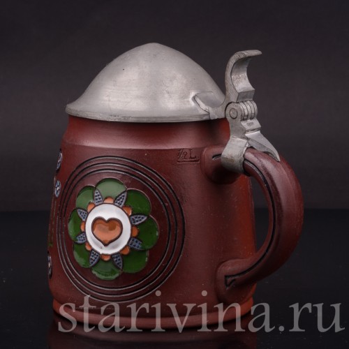 Старинная пивная кружка Наполняй и опустошай, 1/2 л, Dumler & Breiden, Германия, 1907-1920 гг.