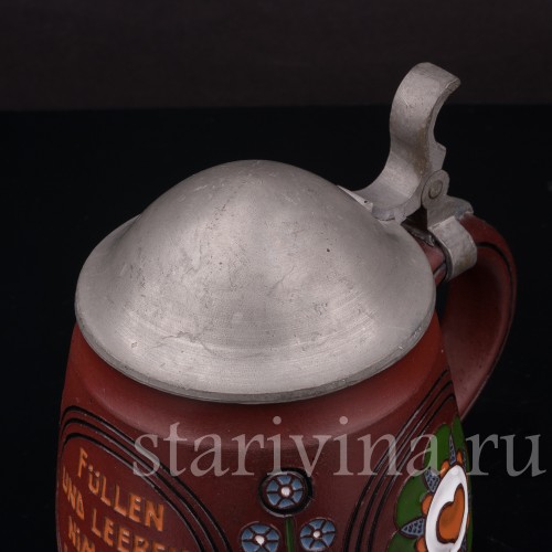 Старинная пивная кружка Наполняй и опустошай, 1/2 л, Dumler & Breiden, Германия, 1907-1920 гг.