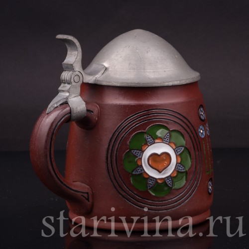 Старинная пивная кружка Наполняй и опустошай, 1/2 л, Dumler & Breiden, Германия, 1907-1920 гг.