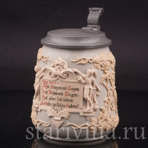 Уцененная пивная кружка Виноградная лоза, 1/2 л, Villeroy & Boch, Германия, 1896 г.