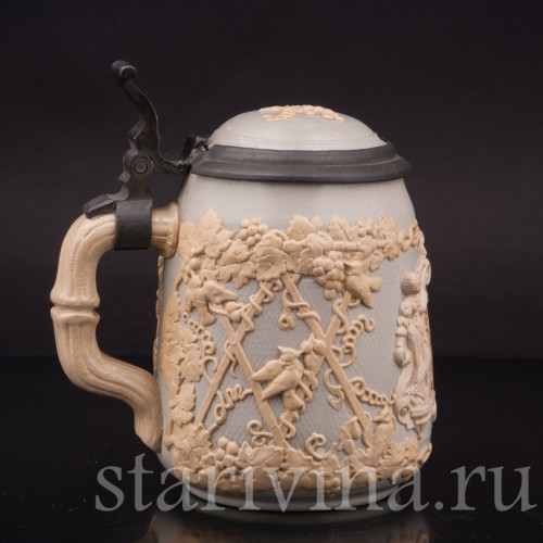 Уцененная пивная кружка Виноградная лоза, 1/2 л, Villeroy & Boch, Германия, 1895 г.