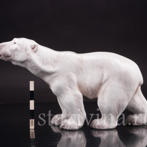 Фарфоровая статуэтка Идущий белый медведь, Dahl Jensen, Дания, 1920-80 гг.