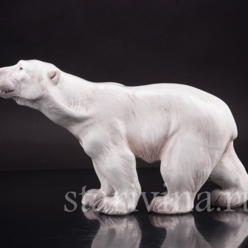 Фарфоровая статуэтка Идущий белый медведь, Dahl Jensen, Дания, 1920-80 гг.
