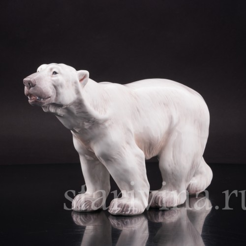 Фарфоровая статуэтка Идущий белый медведь, Dahl Jensen, Дания, 1920-80 гг.