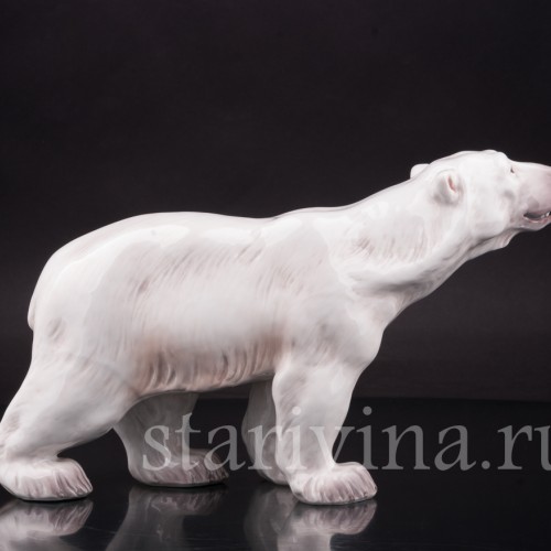 Фарфоровая статуэтка Идущий белый медведь, Dahl Jensen, Дания, 1920-80 гг.