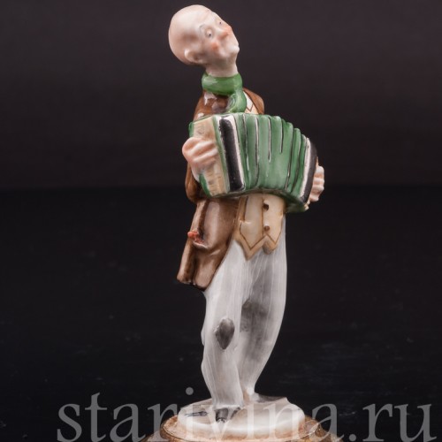 Фигурка из фарфора Мужчина, играющий на гармошке, миниатюра, Giuseppe Cappe, Италия, вт. пол. 20 в.