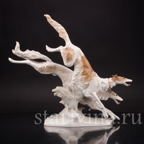 Фарфоровая статуэтка собак Бегущие борзые, Hutschenreuther, Германия, 1955-69 гг.