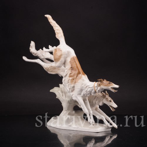 Фарфоровая статуэтка собак Бегущие борзые, Hutschenreuther, Германия, 1955-69 гг.