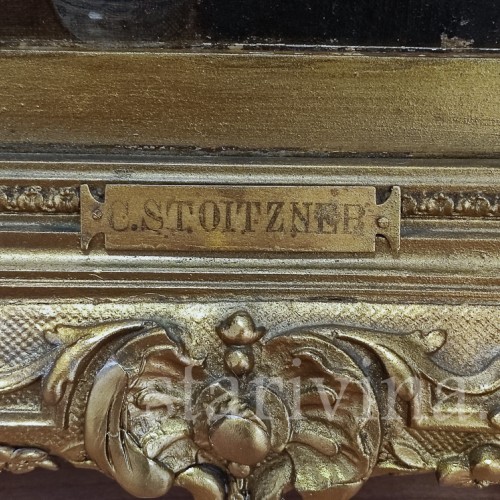 Картина маслом на холсте Мужчины, играющие в кости, Германия, кон. 19 - нач. 20 вв.