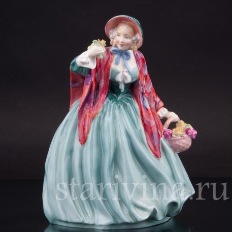 Фарфоровая статуэтка Очаровательная леди с цветами, Royal Doulton, Великобритания, 1940-73 гг.