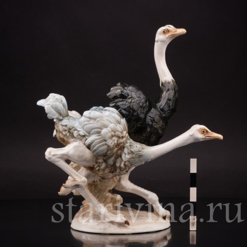 Фигурка птиц из фарфора Два страуса Hutschenreuther, Германия, 1955-68 гг.