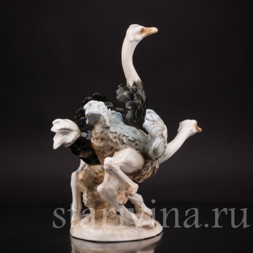 Фигурка птиц из фарфора Два страуса Hutschenreuther, Германия, 1955-68 гг.