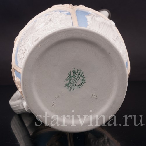 Старинный пивной кувшин Три фигуры, 3.2 л, Villeroy & Boch, Германия, 1914 г.