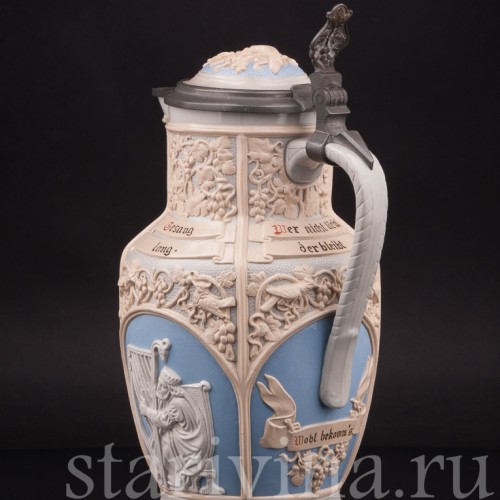 Старинный пивной кувшин Три фигуры, 3.2 л, Villeroy & Boch, Германия, 1914 г.