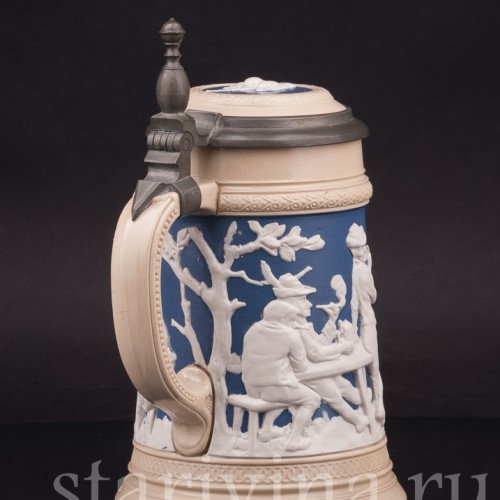 Старинная пивная кружка Игра в кегли, 1/2 л, Villeroy & Boch, Германия, 1896 г.