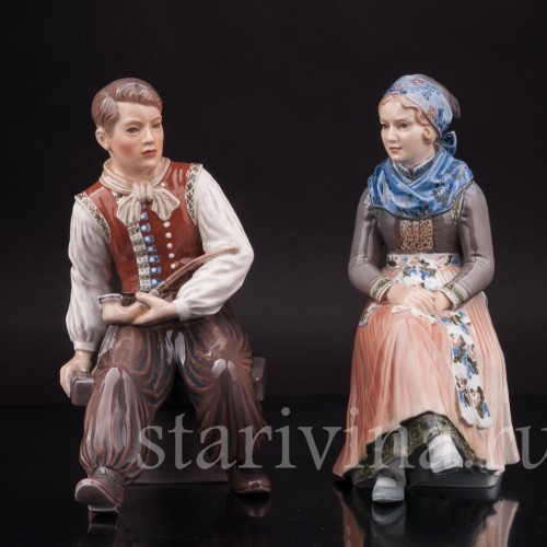 Фарфоровая статуэтка Девушка в национальном костюме, Dahl Jensen, Дания, 1920-80 гг.